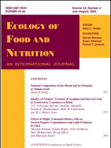 Tidningen Ecology Of Food And Nutrition framsida